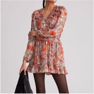 Anthropologie NWT Current Air Ruffled Floral Mini Dress